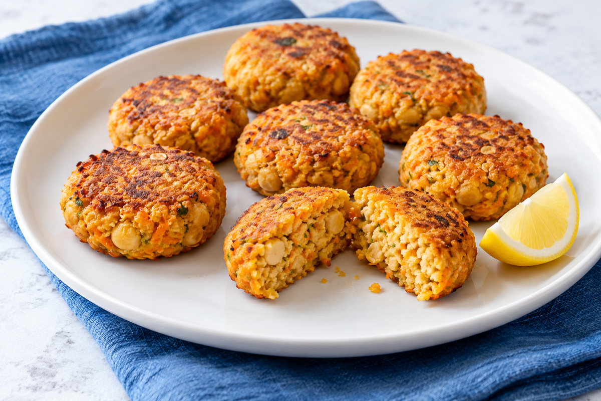 Immagine illustrativa della ricetta Polpette di ceci e carote al forno, con fiocchi d’avena